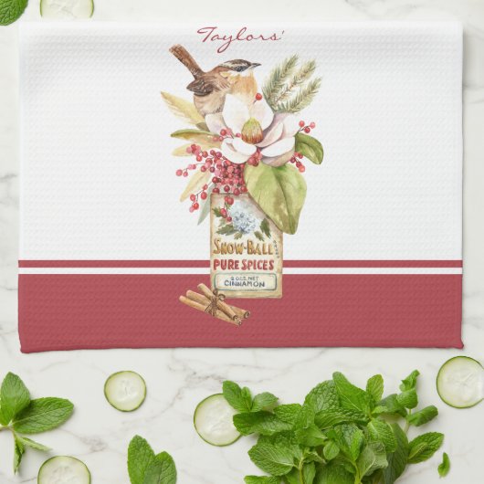 Waterverf Vogel Magnolia Bloem Keuken Handdoeken (Gevouwen)