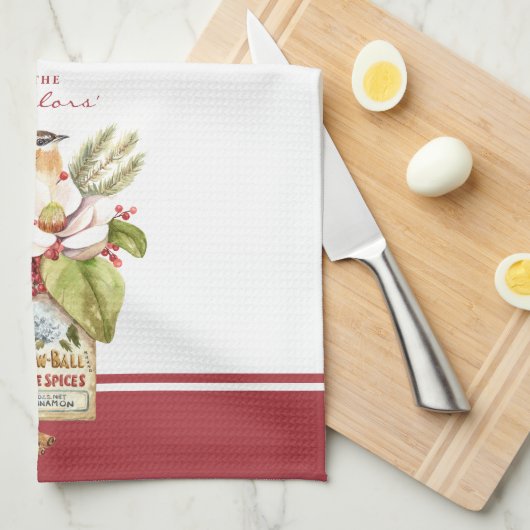 Waterverf Vogel Magnolia Bloem Keuken Handdoeken (Quarter Fold)