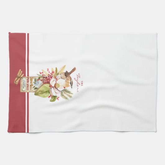 Waterverf Vogel Magnolia Bloem Keuken Handdoeken (Horizontaal)