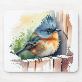 Waterverf vogel op een hek muismat (Voorkant)