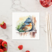 Waterverf vogel op een hek servet (Insitu)