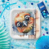 Waterverf vogel op een muur papieren bordje (Feest)