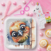 Waterverf vogel op een muur papieren bordje (Feest)