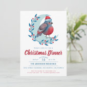 Waterverf Vogel Op Maan Kerstmis Diner Feest Kaart (Staand voorkant)