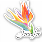 Waterverf vogel van de paradijsvogel sticker (Voorkant)