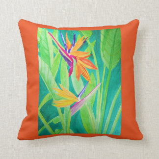 Waterverf Vogel van de Paradise Flowers Kussen