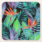 Waterverf vogel van het paradijs 2 kartonnen onderzetters (Voorkant)