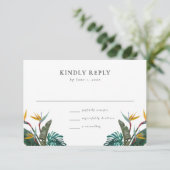 Waterverf Vogel van het paradijs RSVP Kaartje (Staand voorkant)