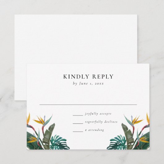 Waterverf Vogel van het paradijs RSVP Kaartje (Voorkant / Achterkant)