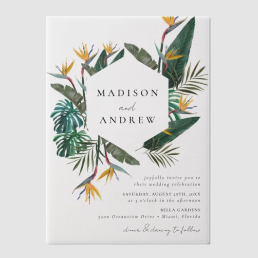 Waterverf Vogel van het paradijs Vellum Uitnodigingen (Voorkant)