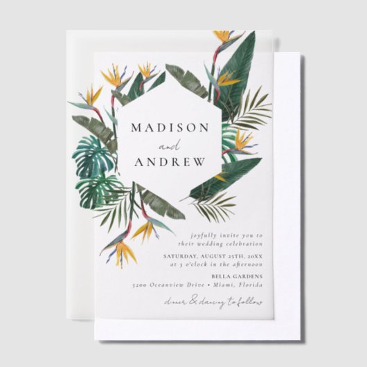 Waterverf Vogel van het paradijs Vellum Uitnodigingen (Offset)