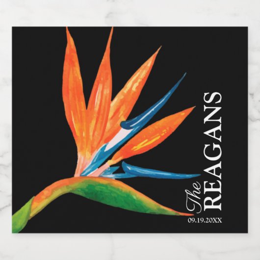 Waterverf vogel van het Paradise Etiket voor aange (Enkel label)