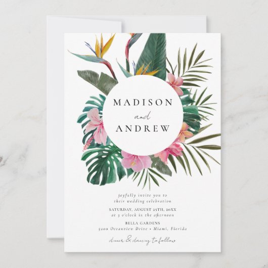 Waterverf Vogel van Paradise Wreath Wedding Kaart (Voorkant)