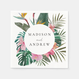 Waterverf Vogel van Paradise Wreath Wedding Servet