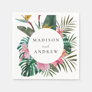 Waterverf Vogel van Paradise Wreath Wedding Servet