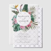 Waterverf Vogel van Paradise Wreath Wedding Vellum Uitnodigingen (Offset (Uitnodiging))