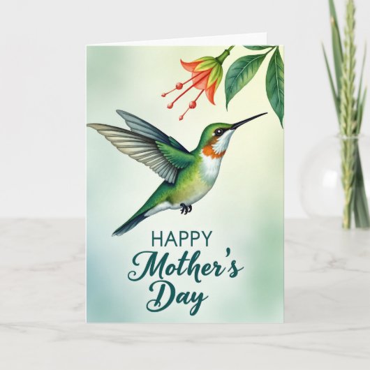 Waterverf Vogel Zalige Moederdag Kaart (Voorkant)