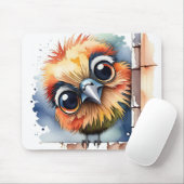 Waterverf Vogel Zittend Op Een Muur Muismat (Met muis)