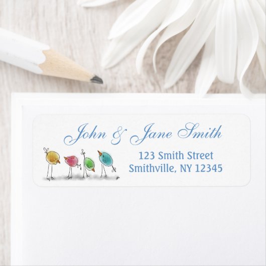 Waterverf Vogeladreslabel Etiket (Insitu)