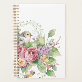 Waterverf vogelbloem planner