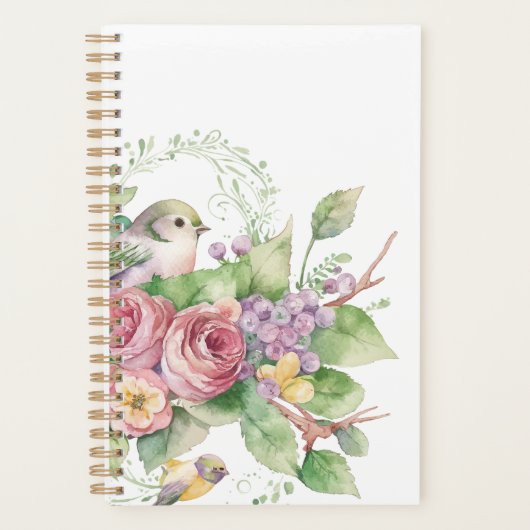 Waterverf vogelbloem planner (Voorkant)