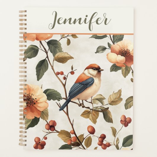 Waterverf vogelbloemen Planner (Voorkant)