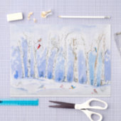 Waterverf vogelbos met vogels tissuepapier (Craft)