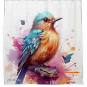 waterverf vogeldouchegordijn douchegordijn (Voorkant)