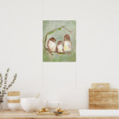 Waterverf Vogelfamilie Poster (Keuken)