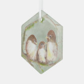 Waterverf Vogelfamilie Wildlife Art Glas Ornament (Voorkant links)