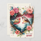 Waterverf vogelfeestdag Briefkaart (Voorkant / Achterkant)