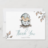 Waterverf vogelhatching in nestBaby shower Bedankkaart (Voorkant)