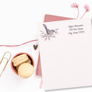 Waterverf vogelillustratie Blush roze persoonlijk