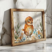 Waterverf Vogelillustratie Rustiek Bloemenveld Poster