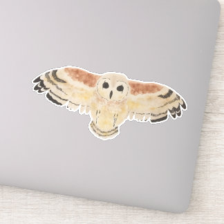 Waterverf vogelmoeras uil sticker