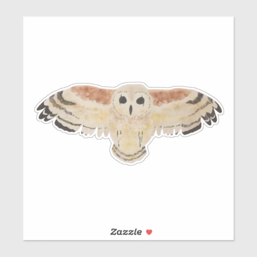 Waterverf vogelmoeras uil sticker (Vel)