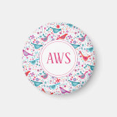 Waterverf vogelmonogram magneet (Voorkant)