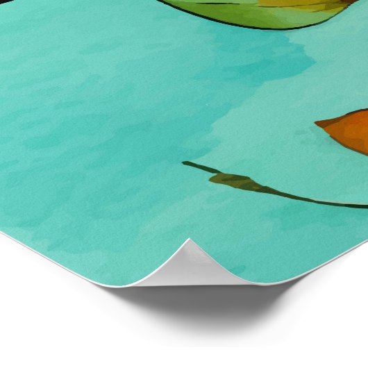 Waterverf vogelmuur kunst poster (Hoek)