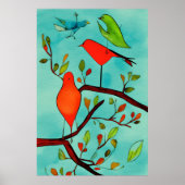 Waterverf vogelmuur kunst poster (Voorkant)