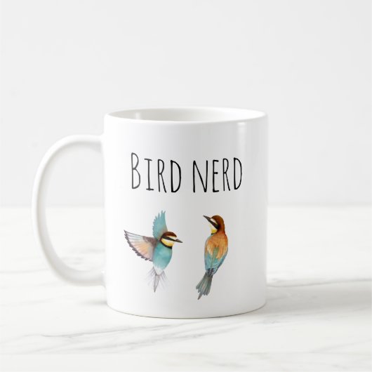 Waterverf vogelnerd koffiemok (Links)