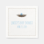 Waterverf vogelnest | Baby Boy Shower Servetten (Voorkant)