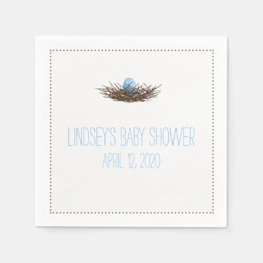 Waterverf vogelnest | Baby Boy Shower Servetten (Voorkant)