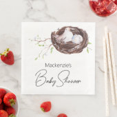 Waterverf Vogelnest en Eieren Baby shower Servet (Insitu)