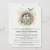 Waterverf Vogelnest & Floral Spring Vrijgezellenfe Kaart (Voorkant)