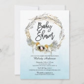 Waterverf Vogelnest Meisjes Baby shower Invite Kaart (Voorkant)