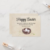 Waterverf Vogelnest met Eieren Rustiek Happy Easte Kaart (Voorkant / Achterkant in situ)