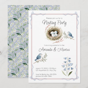 Waterverf Vogelnest Nesting Feestje Baby Shower Kaart