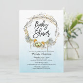 Waterverf Vogelnest Triplets Baby shower Invite Kaart (Staand voorkant)