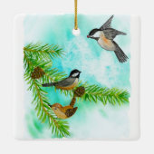 Waterverf vogelOrnament Keramisch Ornament (Achterkant)