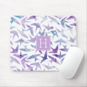 Waterverf vogelpatroon en monogram muismat (Met muis)